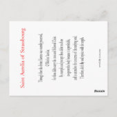 Postale Carte de prière Saint-Aurelia (Dos)