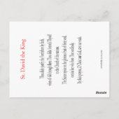 Postale Carte de prière Saint David (Dos)