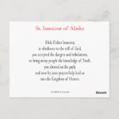 Postale Carte de prière Saint Innocent (Dos)