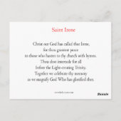 Postale Carte de prière Saint Irène (Dos)