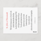 Postale Carte de prière Saint John de Kronstadt (Dos)