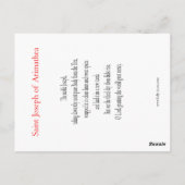 Postale Carte de prière Saint-Joseph d'Arimathea (Dos)