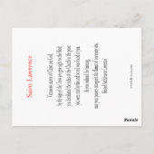 Postale Carte de prière Saint-Laurent (Dos)