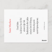 Postale Carte de prière Saint Matthew (Dos)