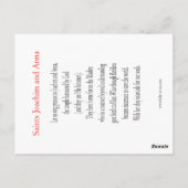 Postale Carte de prière Saints Joachim et Anna (Dos)