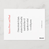 Postale Carte de prière Saints Pierre et Paul (Dos)