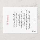 Postale Carte de prière St Anastasia (Dos)