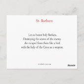 Postale Carte de prière St. Barbara (Dos)