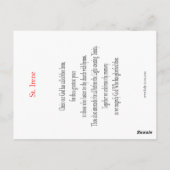 Postale Carte de prière St. Irène (Dos)