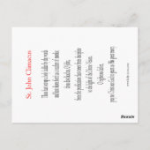 Postale Carte de prière St. John Climacus (Dos)