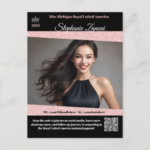 Postale Carte de Promo Autographe de Concours de Beauté