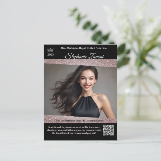 Postale Carte de Promo Autographe de Concours de Beauté | (Debout devant)