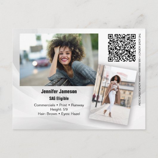 Postale Carte de promo QR Code d'acteur modèle de signatur (Dos)