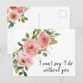 Postale Carte de proposition Boho Blush Gold Bridesmaid (Devant / Derrière)