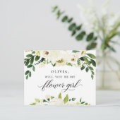 Postale Carte de proposition de fille de fleurs de roses b (Debout devant)