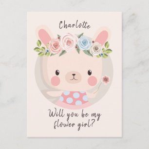 Postale Carte de proposition de fille lapin lapin