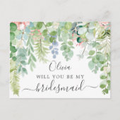 Postale Carte de proposition de la Bridesmaid de verdure d (Devant)