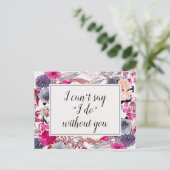 Postale Carte de proposition de Mariage rose Floral (Debout devant)