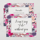 Postale Carte de proposition de Mariage rose Floral (Devant / Derrière)