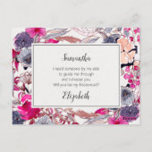 Postale Carte de proposition de Mariage rose Floral (Dos)