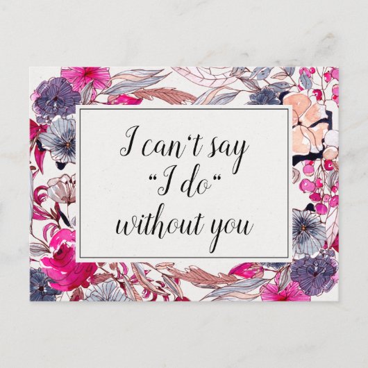 Postale Carte de proposition de Mariage rose Floral (Devant)