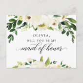 Postale Carte de proposition de Roses blanches Maid of Hon (Devant)