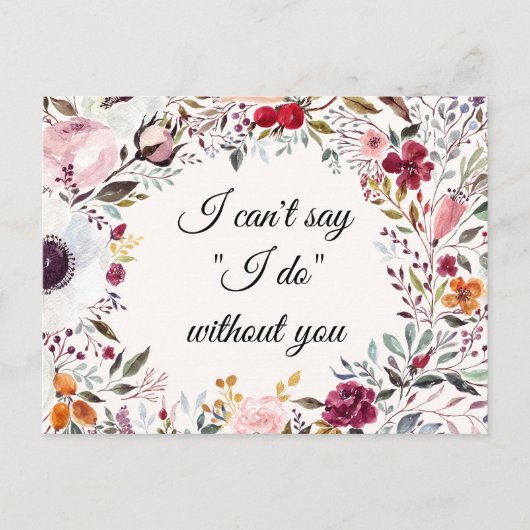 Postale Carte de proposition du Mariage de fleurs d'aquare (Devant)