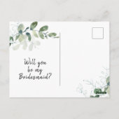 Postale Carte de proposition Elegant Eucalyptus Bridesmaid (Dos)