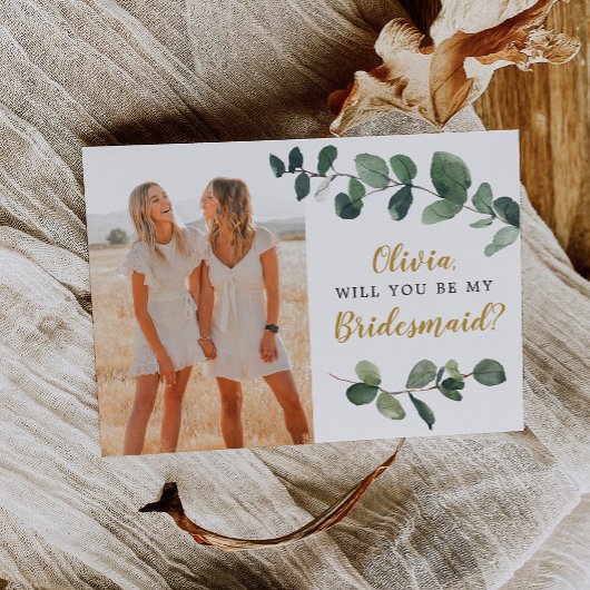 Postale Carte de proposition Eucalyptus Bridesmaid
