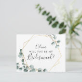 Postale Carte de proposition Eucalyptus Green Bridesmaid (Debout devant)