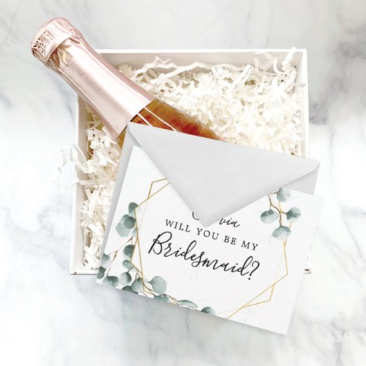 Postale Carte de proposition Eucalyptus Green Bridesmaid