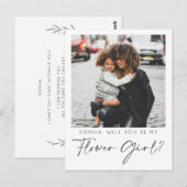 Postale Carte de proposition pour fille à fleurs minimale  (Devant / Derrière)
