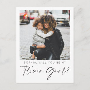 Postale Carte de proposition pour fille à fleurs minimale 