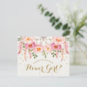 Postale Carte de proposition pour fille Boho Blush Rose Fl (Debout devant)