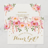 Postale Carte de proposition pour fille Boho Blush Rose Fl (Devant / Derrière)