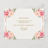Postale Carte de proposition pour fille Boho Blush Rose Fl (Dos)