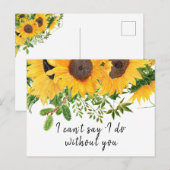 Postale Carte de proposition Russe Boho Sunflower Bridesma (Devant / Derrière)