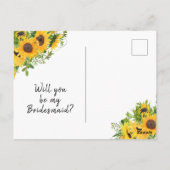 Postale Carte de proposition Russe Boho Sunflower Bridesma (Dos)