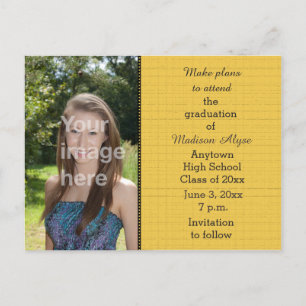 Postale Carte de rappel de remise de diplôme photo jaune n