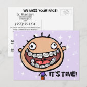 Postale Carte de rappel des rendez-vous au bureau orthodon (Devant / Derrière)