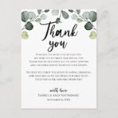 Postale Carte de réception de mariage à la verdure d'eucal (Devant)
