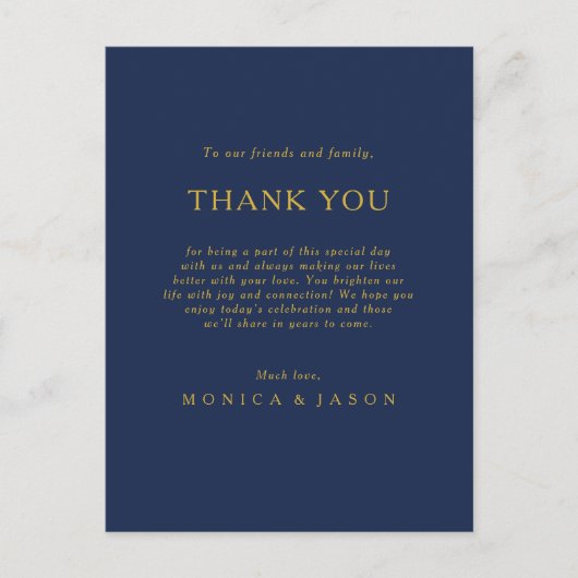 Postale Carte de réception de remerciement Classique Bleu  (Devant)