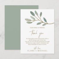Carte de réception Eucalyptus Merci Gold Veine