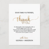 Postale Carte de réception Merci de calligraphie or simple (Devant)