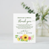 Postale Carte de réception Merci de tournesol d'été (Debout devant)