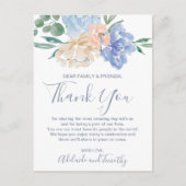 Postale Carte de réception Merci Dusty Blue Florals (Devant)