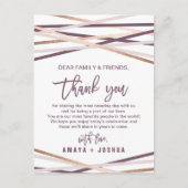 Postale Carte de réception Merci rose Gold Streamers (Devant)