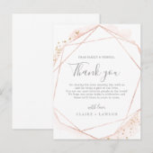 Postale Carte de réception Merci rose or (Devant / Derrière)