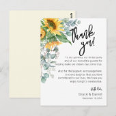 Postale Carte de réception Merci Sunflower Eucalyptus (Devant / Derrière)