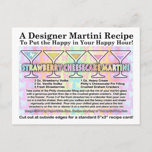 Postale Carte de recette à base de martini de printemps à  (Devant)